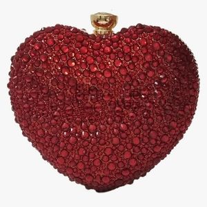 NEW Sparkling Bling Swarovski Crystal Rhinestone Valentine Heart Purse +…